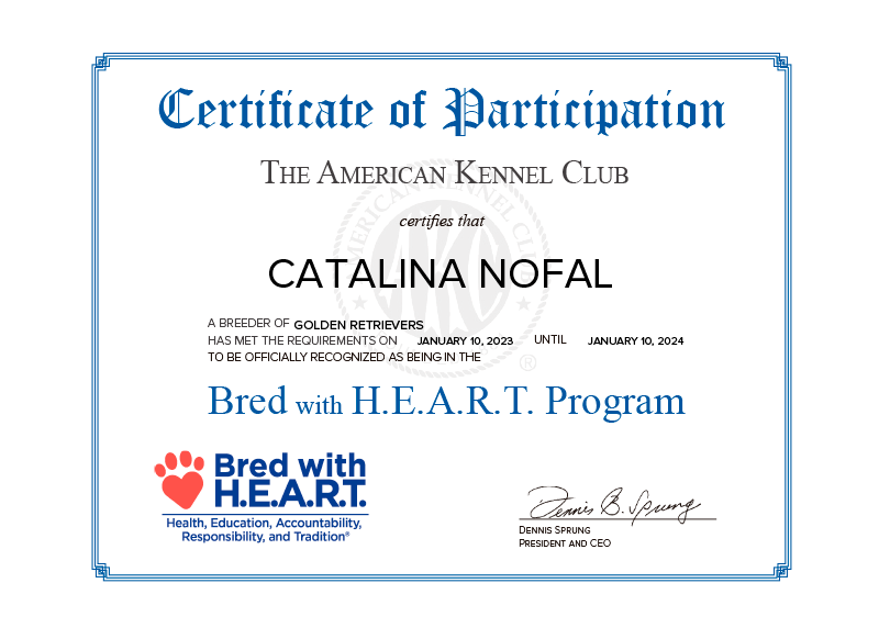 Bred with heart certificate